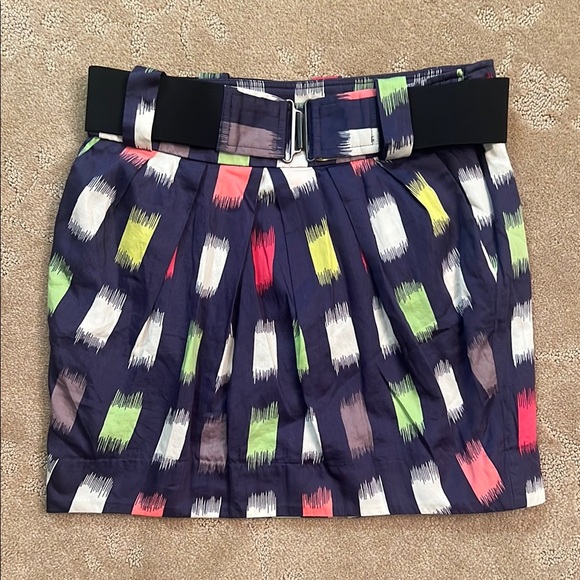 BCBGeneration Navy Mini Skirt w/ Belt, Sz 0 - Picture 1 of 7